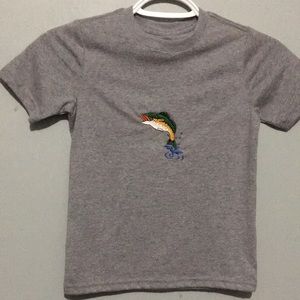 Hand embroidered XS boys bass fishing tshirt